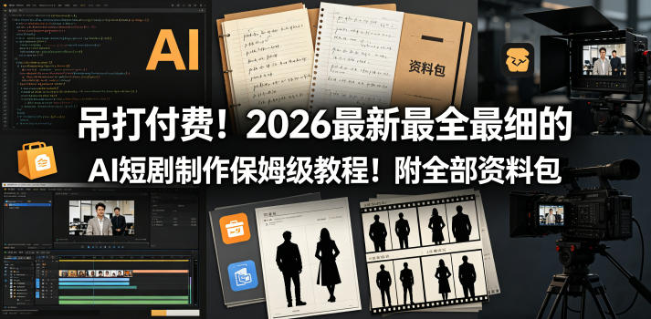 2026最新AI短剧制作保姆级教程附资料包-赚金金 - 零基础副业|AI变现|短视频运营实战干货