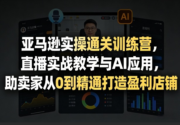 亚马逊实操通关训练营，直播实战教学与AI应用，助卖家从0到精通打造盈利店铺（更新4月29日）-赚金金-技能学习分享