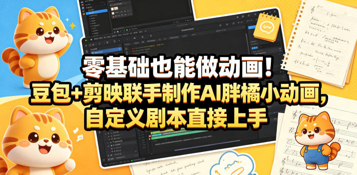 零基础做动画：豆包剪映联手AI胖橘，自定义剧本直接上手-赚金金 - 零基础副业|AI变现|短视频运营实战干货