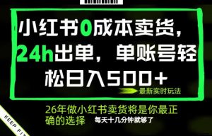 小红书0成本AI卖货，24小时出单托管，日入500+，日十几分钟-赚金金 - 零基础副业|AI变现|短视频运营实战干货