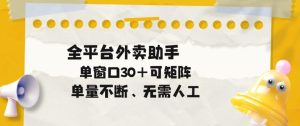 外卖自动助手：单量不断，单窗口30+矩阵操作-赚金金 - 零基础副业|AI变现|短视频运营实战干货