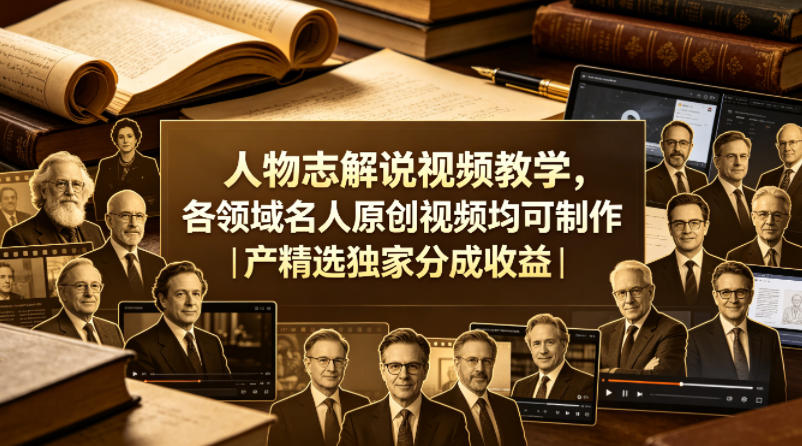人物志解说视频教学，各领域名人原创视频均可制作丨精选独家分成收益（更新0430）-赚金金-技能学习分享