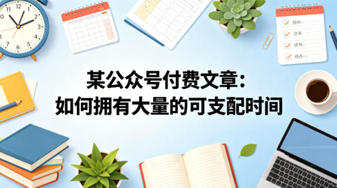某公众号付费文章：如何拥有大量的可支配时间？-赚金金-技能学习分享