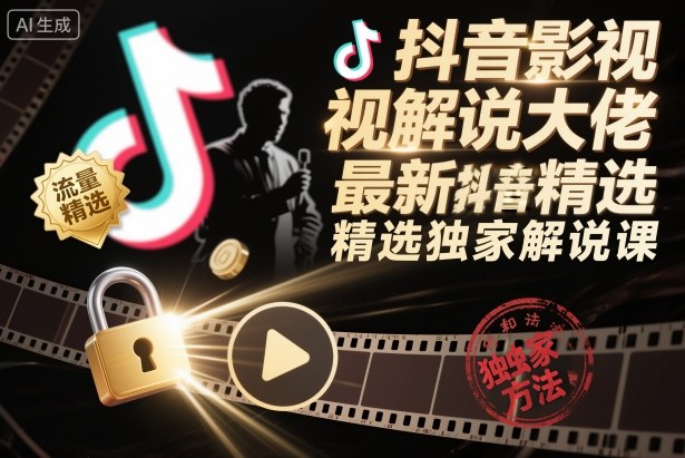 抖音影视解说大佬最新抖音进精选和独家方法，精选独家解说课（更新26年3月）-赚金金-技能学习分享