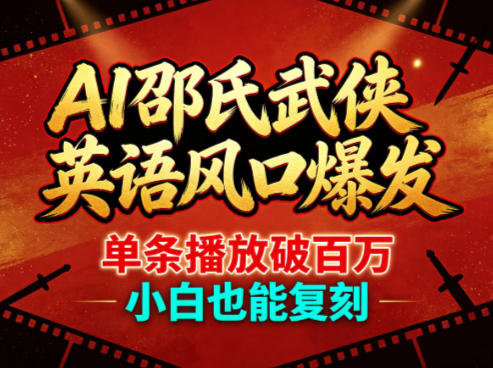 AI邵氏武侠英语风口爆发，单条播放破百万，小白也能复刻-赚金金-技能学习分享