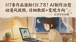 117条作品涨粉131.7W！AI制作治愈动漫风视频，详细教程+变现方向-赚金金-技能学习分享