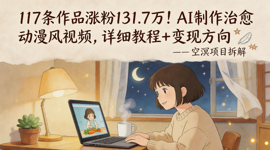 117条作品涨粉131.7W！AI制作治愈动漫风视频，详细教程+变现方向-赚金金-技能学习分享