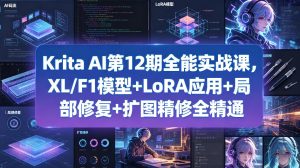 Krita AI第12期全能实战课，XL/F1模型+LoRA应用+局部修复+扩图精修全精通-赚金金-技能学习分享