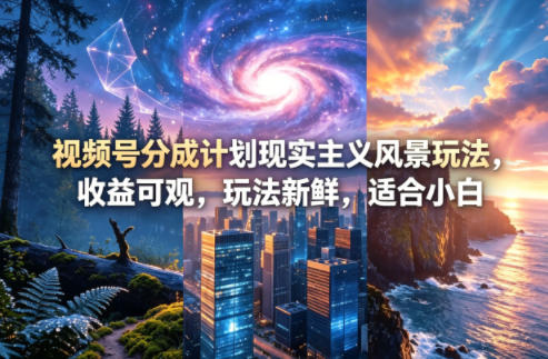 视频号分成计划现实主义风景玩法，收益可观，玩法新鲜，适合小白-赚金金-技能学习分享