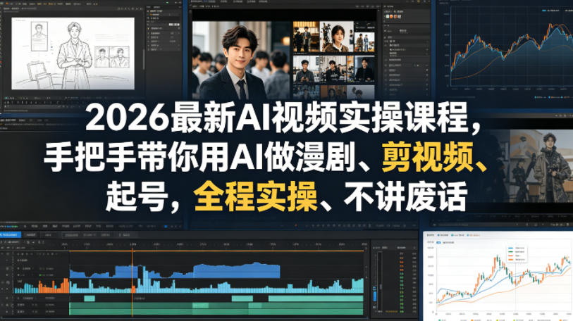 2026最新AI视频实操课程，手把手带你用AI做漫剧、剪视频、起号，全程实操、不讲废话-赚金金-技能学习分享