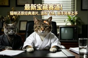 最新宝藏赛道！猫咪还原经典港片，涨粉飞快，新手简单上手-赚金金-技能学习分享