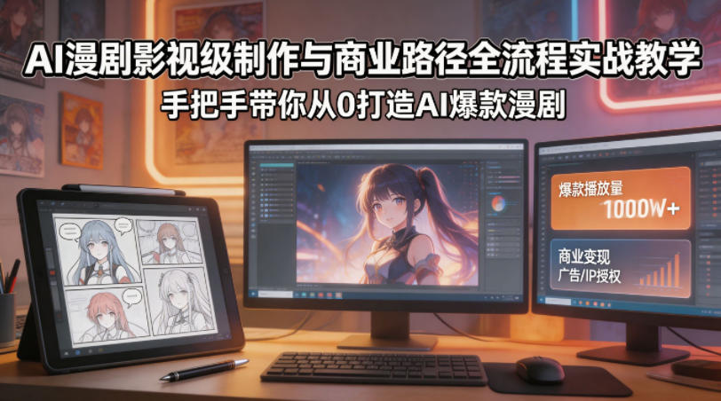 AI漫剧影视级制作与商业路径全流程实战教学，手带你从0打造AI爆款漫剧-赚金金-技能学习分享