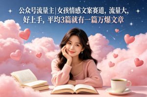 公众号流量主女孩情感文案赛道，流量大，好上手，平均3篇就有一篇万爆文章-赚金金-技能学习分享
