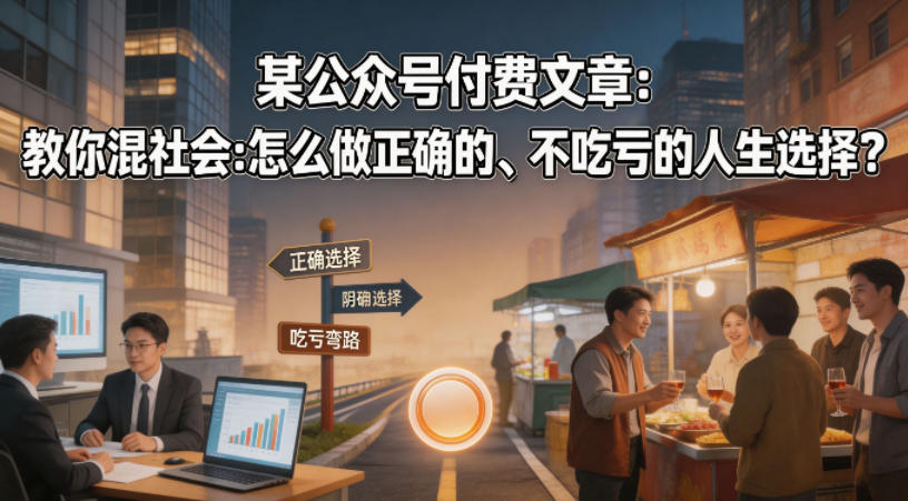 某公众号付费文章：教你混社会：怎么做正确的、不吃亏的人生选择？-赚金金-技能学习分享