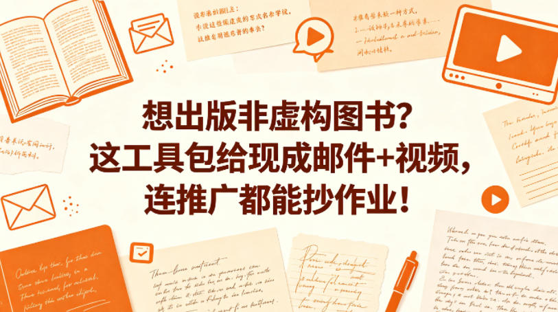 非虚构图书出版工具包：邮件视频+推广抄作业-赚金金 - 零基础副业|AI变现|短视频运营实战干货