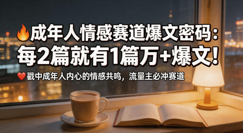 公众号流量主：成年人情感心理赛道，2篇1篇万爆-赚金金 - 零基础副业|AI变现|短视频运营实战干货