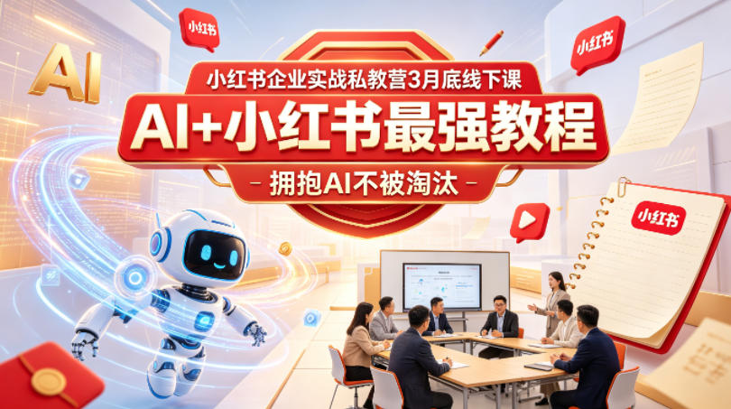 小红书企业私教营3月底线下课：AI+小红书实战秘籍-赚金金 - 零基础副业|AI变现|短视频运营实战干货