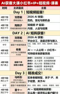 AI获客大课小红书+IP+短视频3天2夜线下课，用最真实的一线案例，最前沿的AI工具，最有效的流量打法（完整版）-赚金金-技能学习分享
