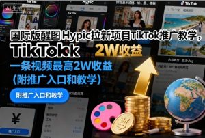 国际版醒图Hypic拉新项目TikTok推广教学,一条视频最高2W收益(附推广入口和教学)-赚金金-技能学习分享