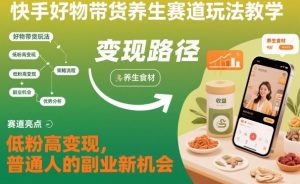 快手好物带货养生赛道玩法教学，低粉高变现，普通人的副业新机会-赚金金-技能学习分享