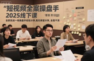 短视频全案操盘手2025线下课,全部实战一线操盘手经验分享,毫无保留分享,全是干货-赚金金-技能学习分享