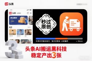 头条AI搬运黑科技,秒过原创,无需任何复杂指令,每天仅需半小时操作,稳定产出3张【揭秘】-赚金金-技能学习分享
