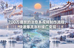 700万播放的治愈系视频制作流程，快速爆流涨粉接广变现-赚金金-技能学习分享