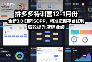 拼多多特训营12-1月份,全新3.01矩阵Sop,精准把握平台红利,高效提升店铺业绩-赚金金-技能学习分享