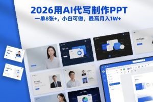 2026用AI代写制作PPT，一单8张+，小白可做，最高月入1W+-赚金金-技能学习分享
