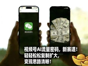 视频号AI流量密码新赛道，轻轻松松复制扩大，变现思路清晰-赚金金-技能学习分享