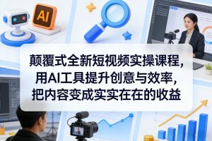颠覆式全新短视频实操课程，用AI工具提升创意与效率，把内容变成实实在在的收益-赚金金-技能学习分享