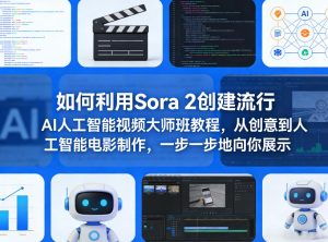 如何利用Sora 2创建流行AI人工智能视频大师班教程，从创意到人工智能电影制作，一步一步地向你展示-赚金金-技能学习分享