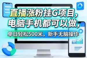 直播涨粉挂G项目，电脑手机都可以做，单日轻松500米，新手无脑操作【揭秘】-赚金金-技能学习分享