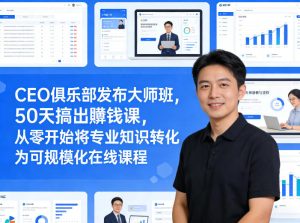 CEO俱乐部发布大师班，50天搞出賺钱课，从零开始将专业知识转化为可规模化在线课程-赚金金-技能学习分享