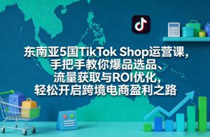 东南亚5国TikTok Shop运营课,手把手教你爆品选品、流量获取与ROI优化,轻松开启跨境电商盈利之路-赚金金-技能学习分享