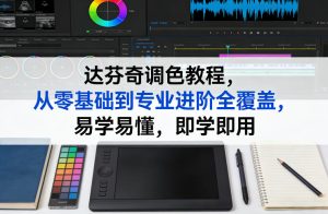 达芬奇调色教程,从零基础到专业进阶全覆盖,易学易懂,即学即用-赚金金-技能学习分享