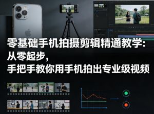 零基础手机拍摄剪辑精通教学：从零起步，手把手教你用手机拍出专业级视频-赚金金-技能学习分享