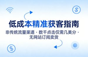 低成本精准获客指南,用非传统流量渠道,实现数千点击仅需几美分,不用网站也能搞订阅卖货-赚金金-技能学习分享