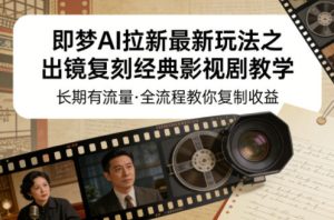 即梦AI拉新最新玩法之出镜复刻经典影视剧教学，长期有流量，全流程教你复制收益-赚金金-技能学习分享