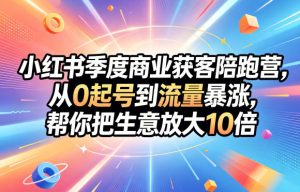 小红书商业获客陪跑营:从0起号到流量暴涨,生意放大10倍-赚金金 - 零基础副业|AI变现|短视频运营实战干货