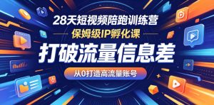 28天短视频陪跑营:保姆级孵化,打破信息差从0打造高流量号-赚金金 - 零基础副业|AI变现|短视频运营实战干货