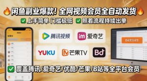 闲鱼视频会员副业：全自动发货，门槛低持续出单-赚金金 - 零基础副业|AI变现|短视频运营实战干货