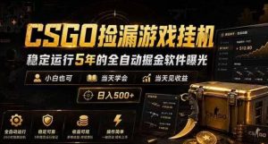 CSGO捡漏:稳定5年全自动掘金软件,小白当天学会日入500+-赚金金 - 零基础副业|AI变现|短视频运营实战干货