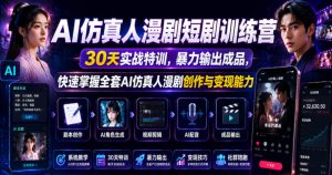 AI仿真人漫剧训练营:30天实战特训,快速掌握创作变现-赚金金 - 零基础副业|AI变现|短视频运营实战干货