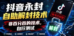 抖音永封自助解封技术:非100%,需自测-赚金金 - 零基础副业|AI变现|短视频运营实战干货
